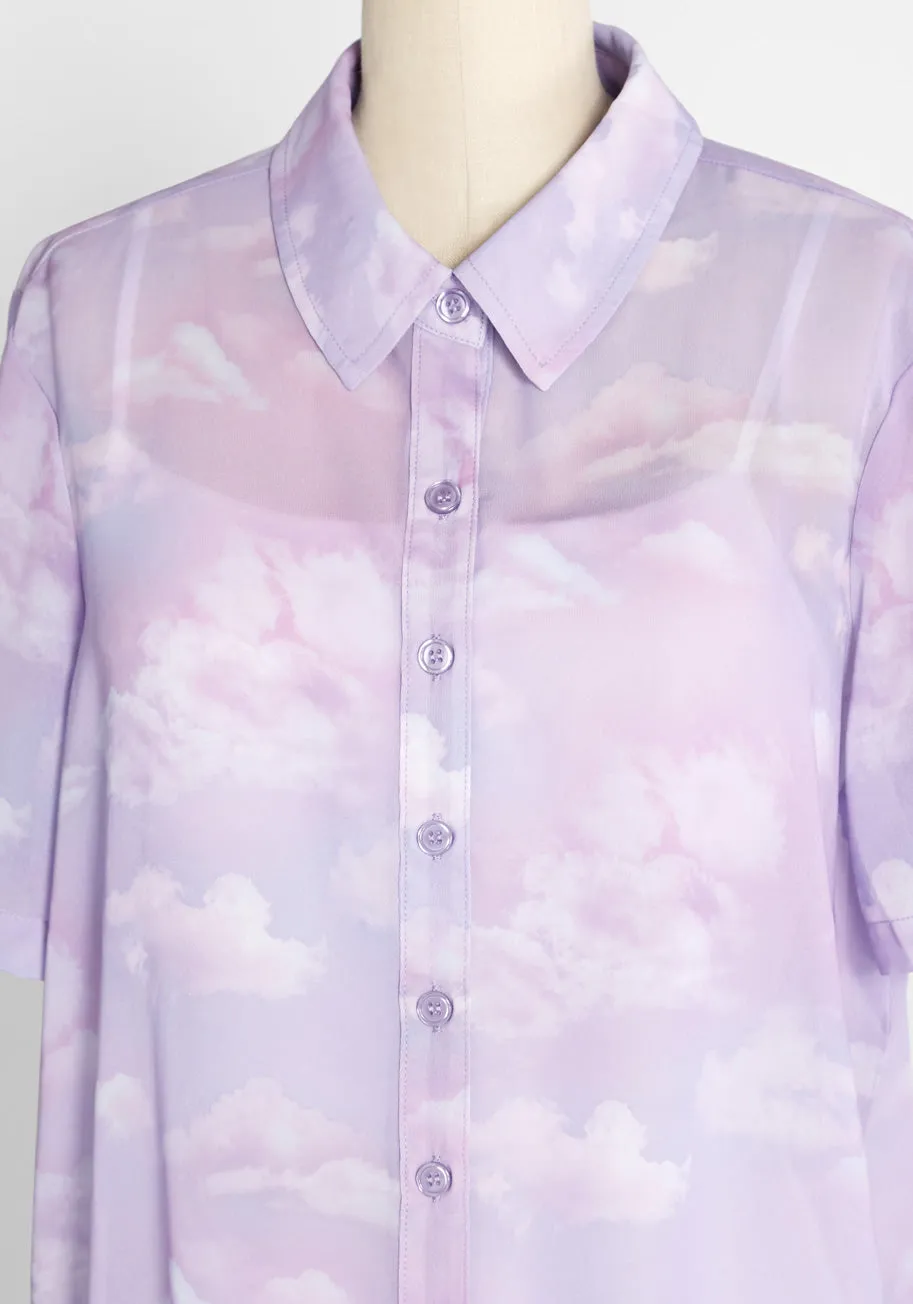 Caught in a Daze-Dream Mesh Button-Up Top