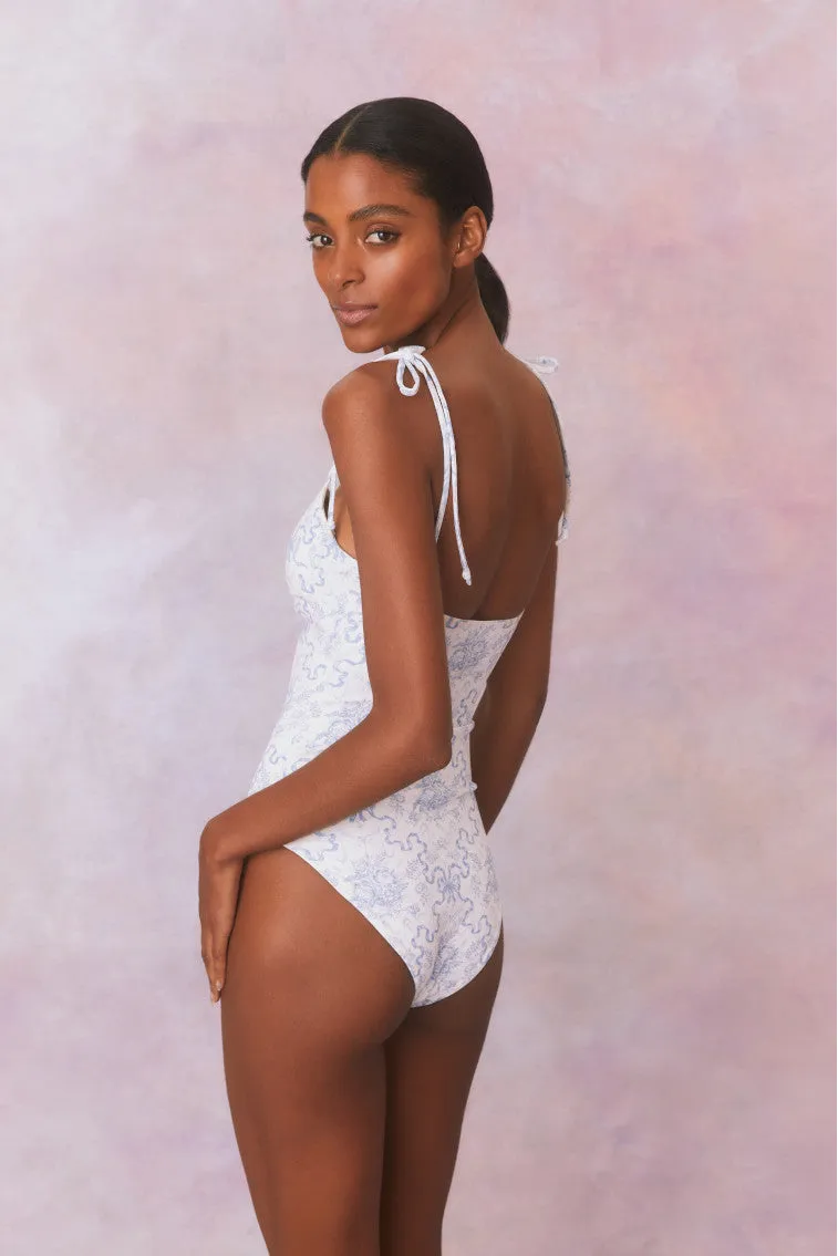 Chamomile Bow Print One Piece Swimsuit