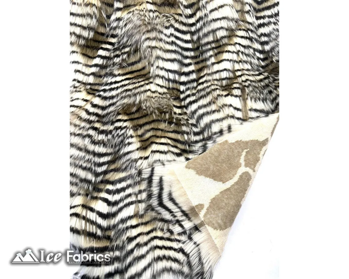 Champagne Faux Fake Fur Feathered Bird Long Pile Fabric | Faux Fur Material