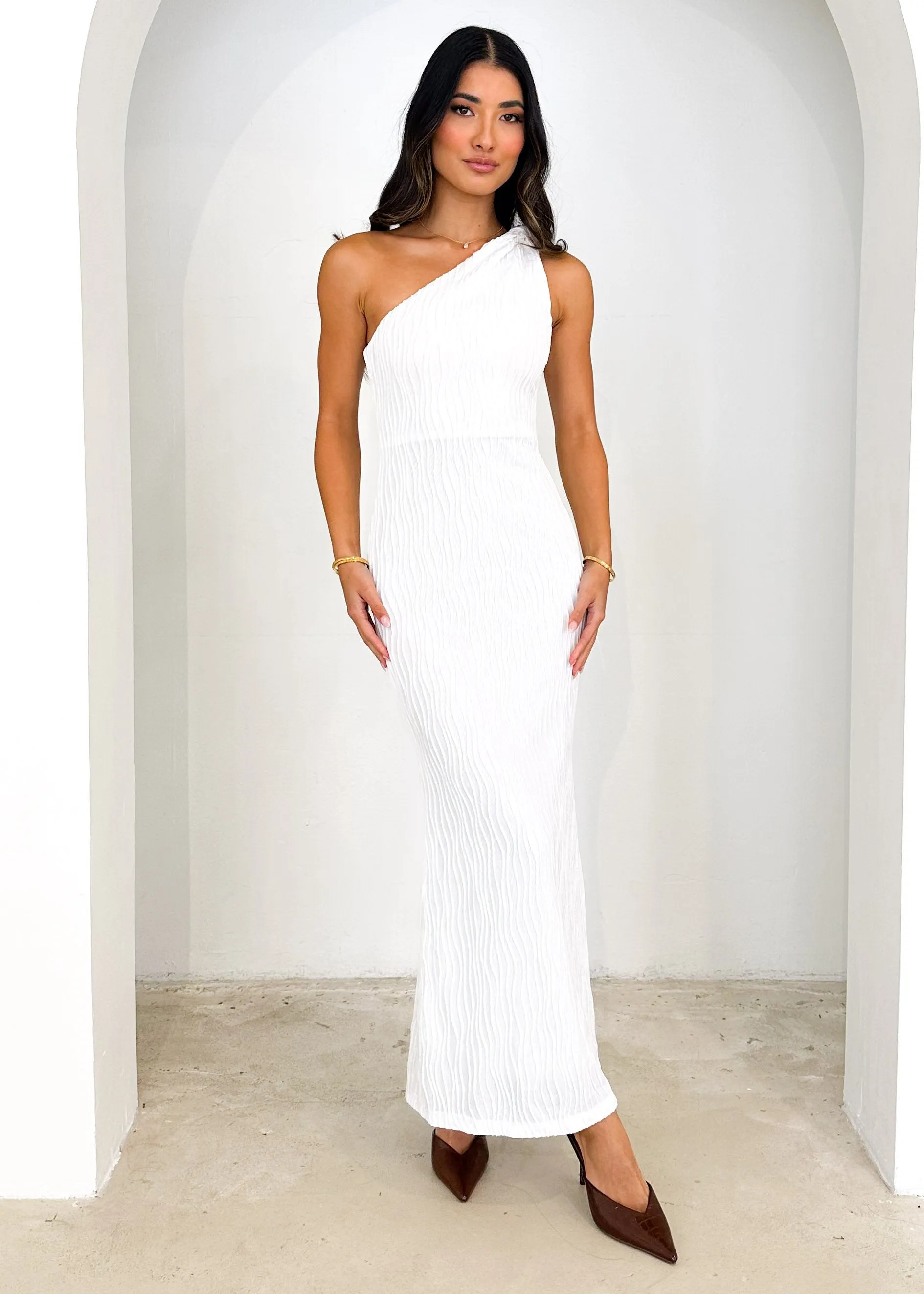 Clayso One Shoulder Maxi Dress - Off White
