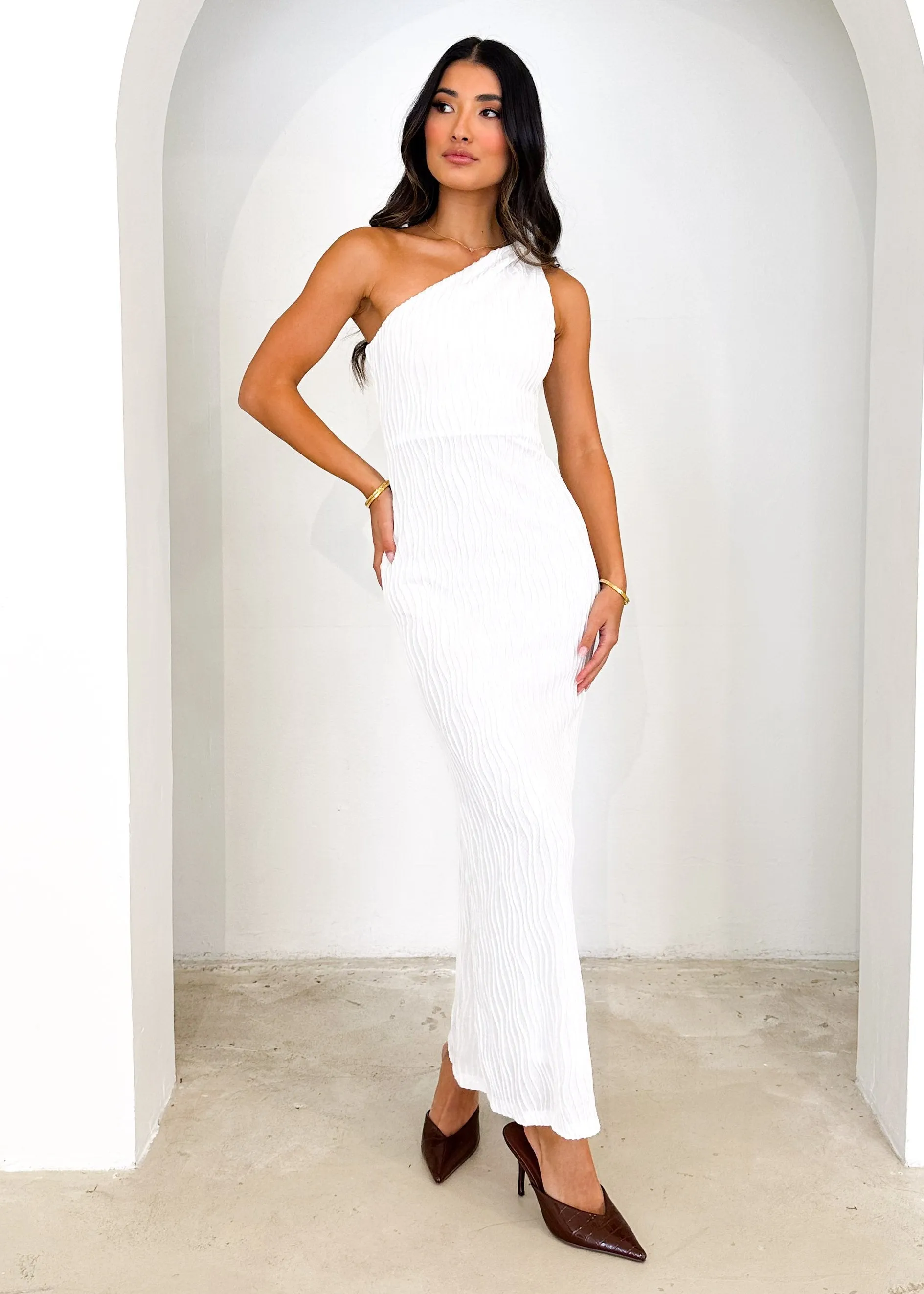 Clayso One Shoulder Maxi Dress - Off White