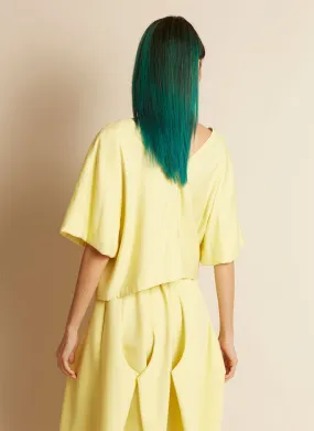 Cloud Raglan Sleeve V Back Top in Lemon