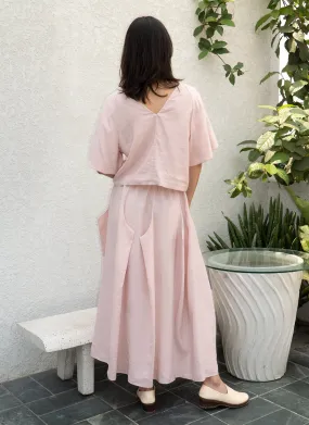 Cloud Raglan Sleeve V Back Top in Pink Rose