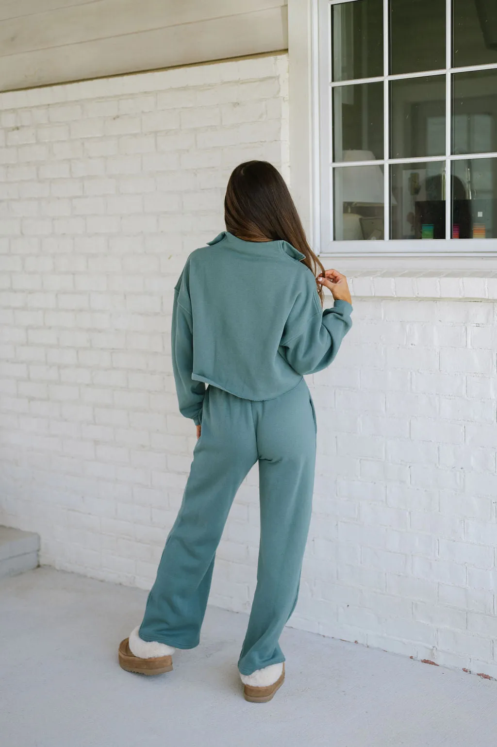 College Quarter Zip & Pant- Green