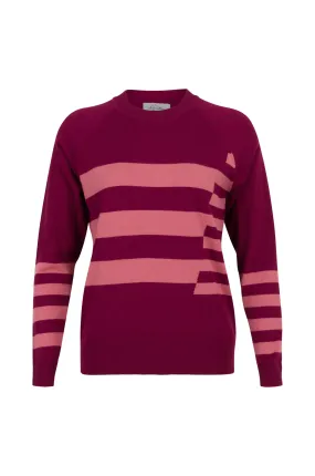 Contrast stripe round neck Jersey | BERRY/ROSE | 7322ZR
