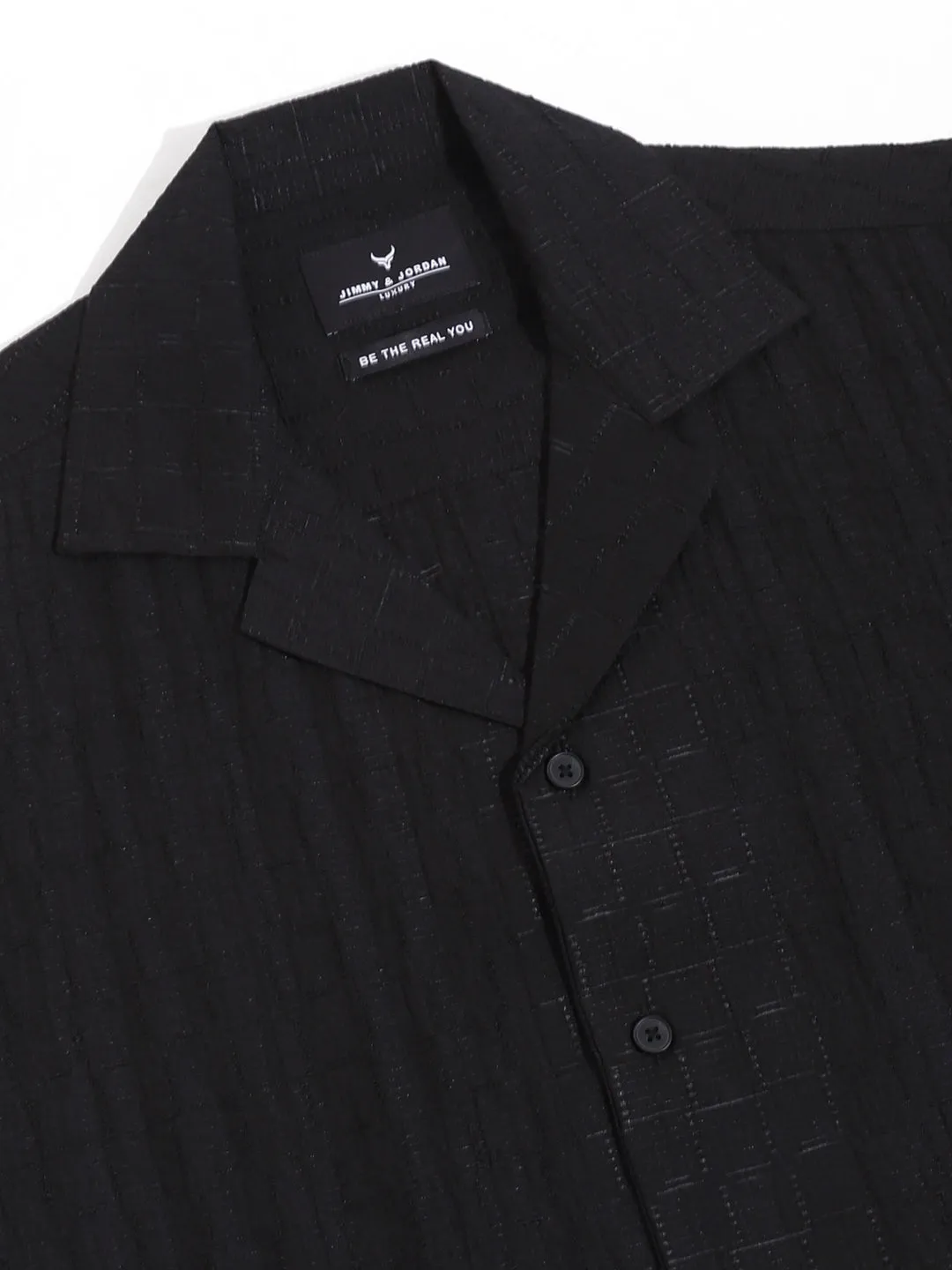 Crotchet Black Half Sleeve Shirt