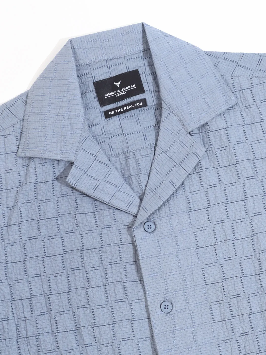 Crotchet Sky Grey Half Sleeve Shirt