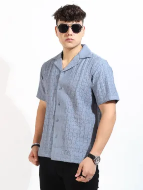 Crotchet Sky Grey Half Sleeve Shirt