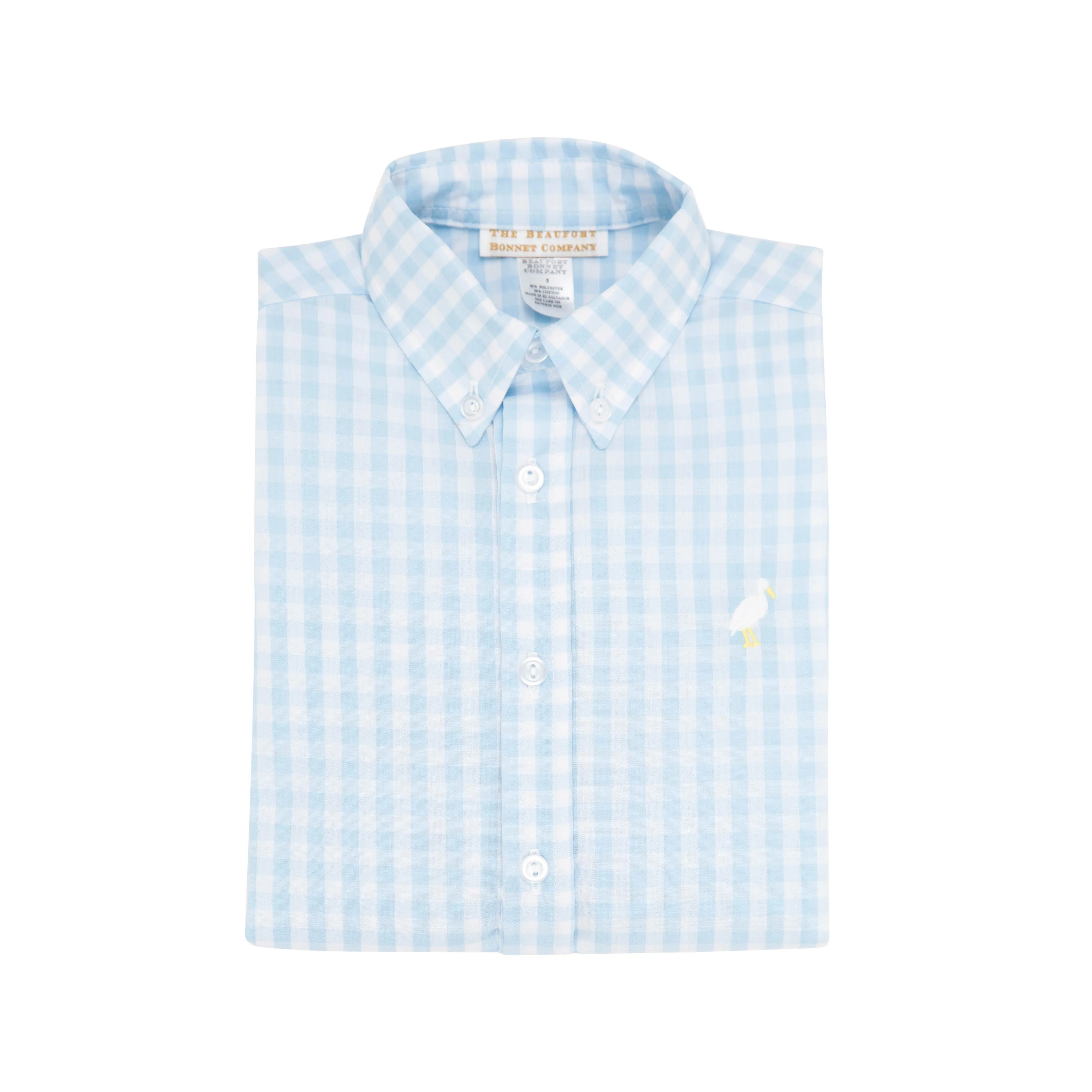 Dean's List Dress Shirt - Buckhead Blue Gingham with Multicolor Stork