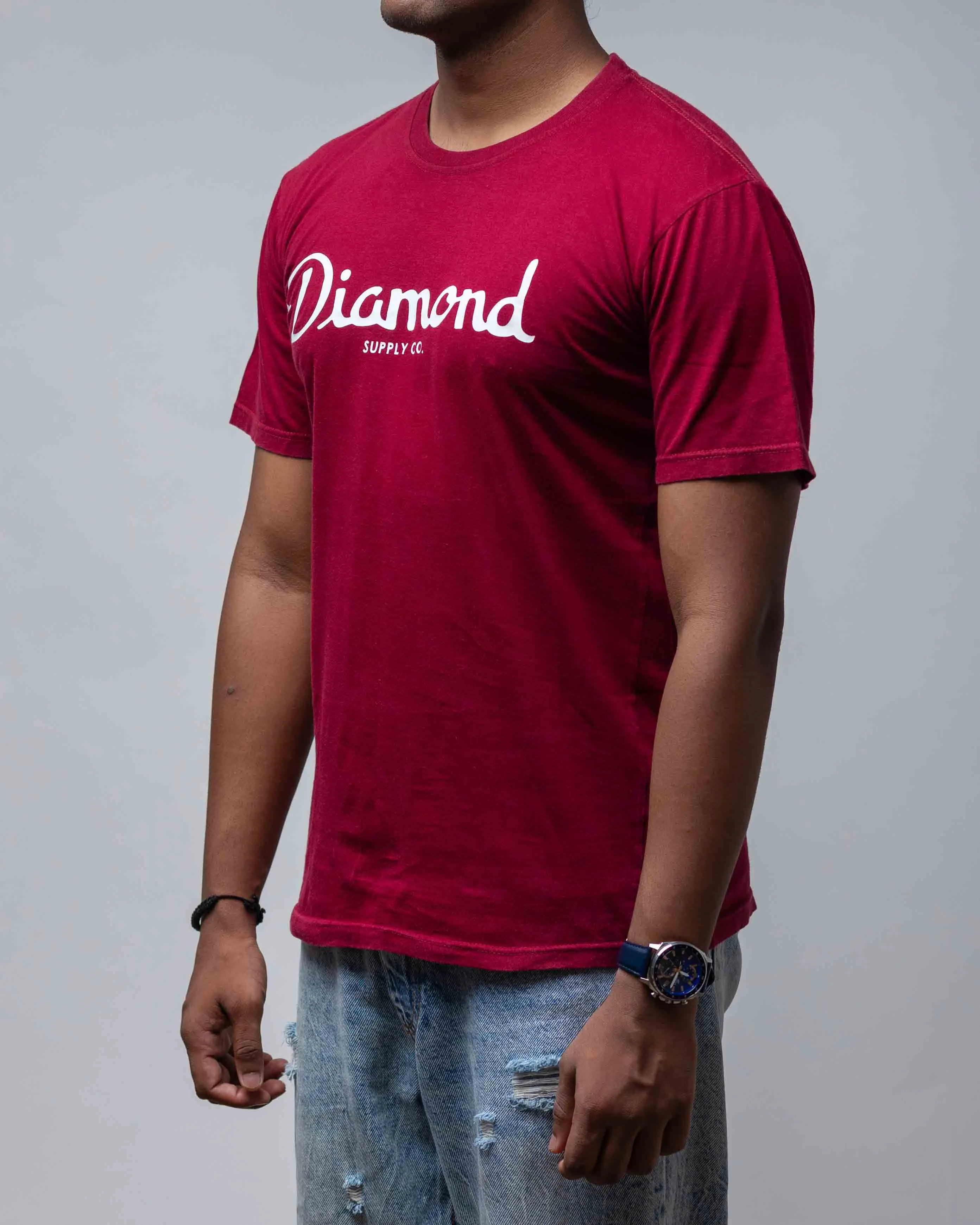 DIAMON SUPPLY MAROON LOGO TEE
