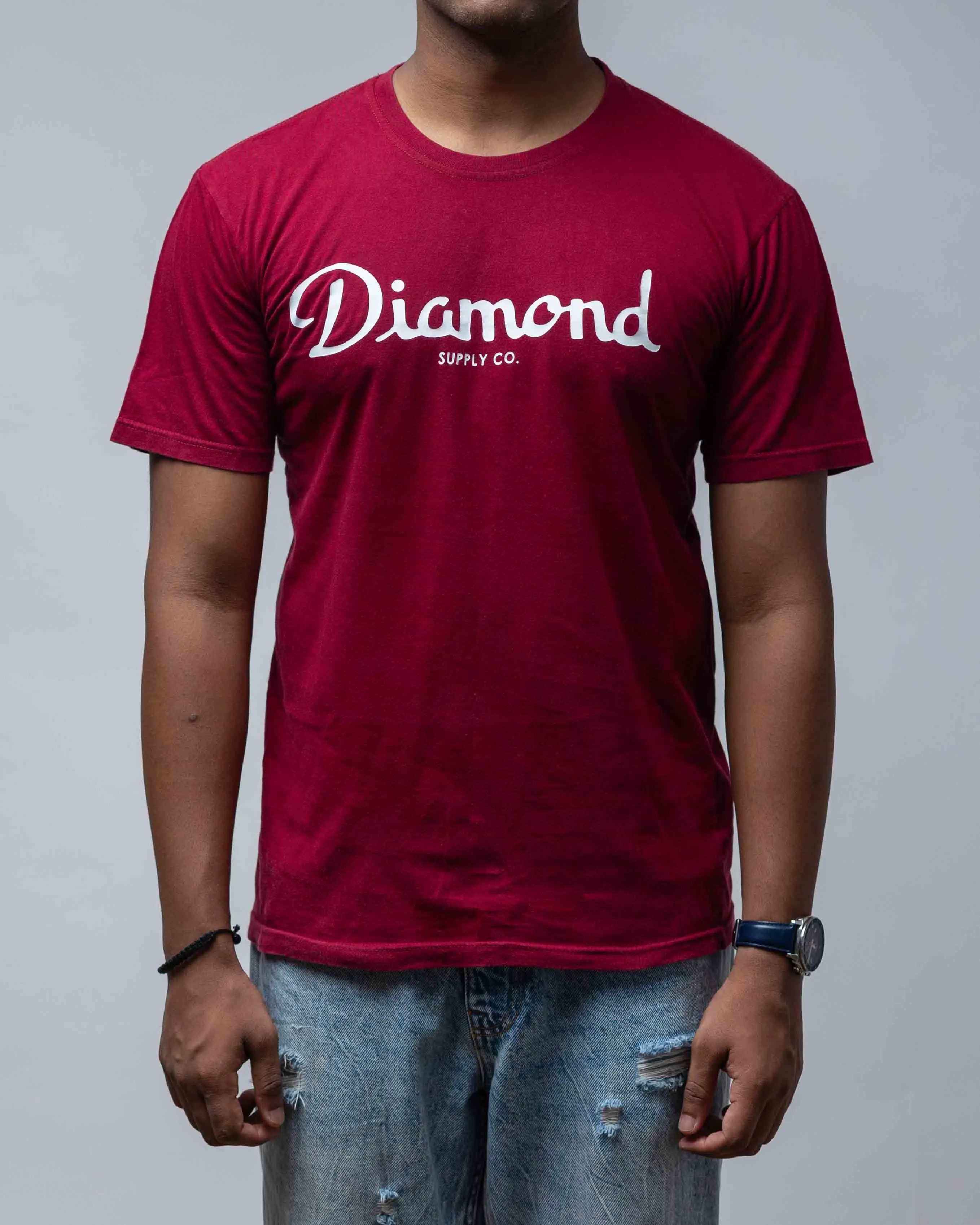 DIAMON SUPPLY MAROON LOGO TEE