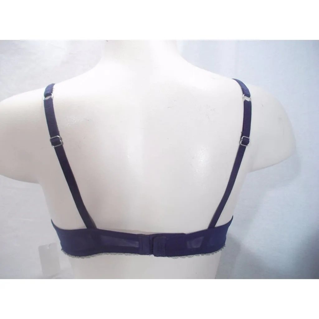DKNY 453171 Mirage Molded Semi Sheer Lace Demi Bra 34A Navy Blue NWOT