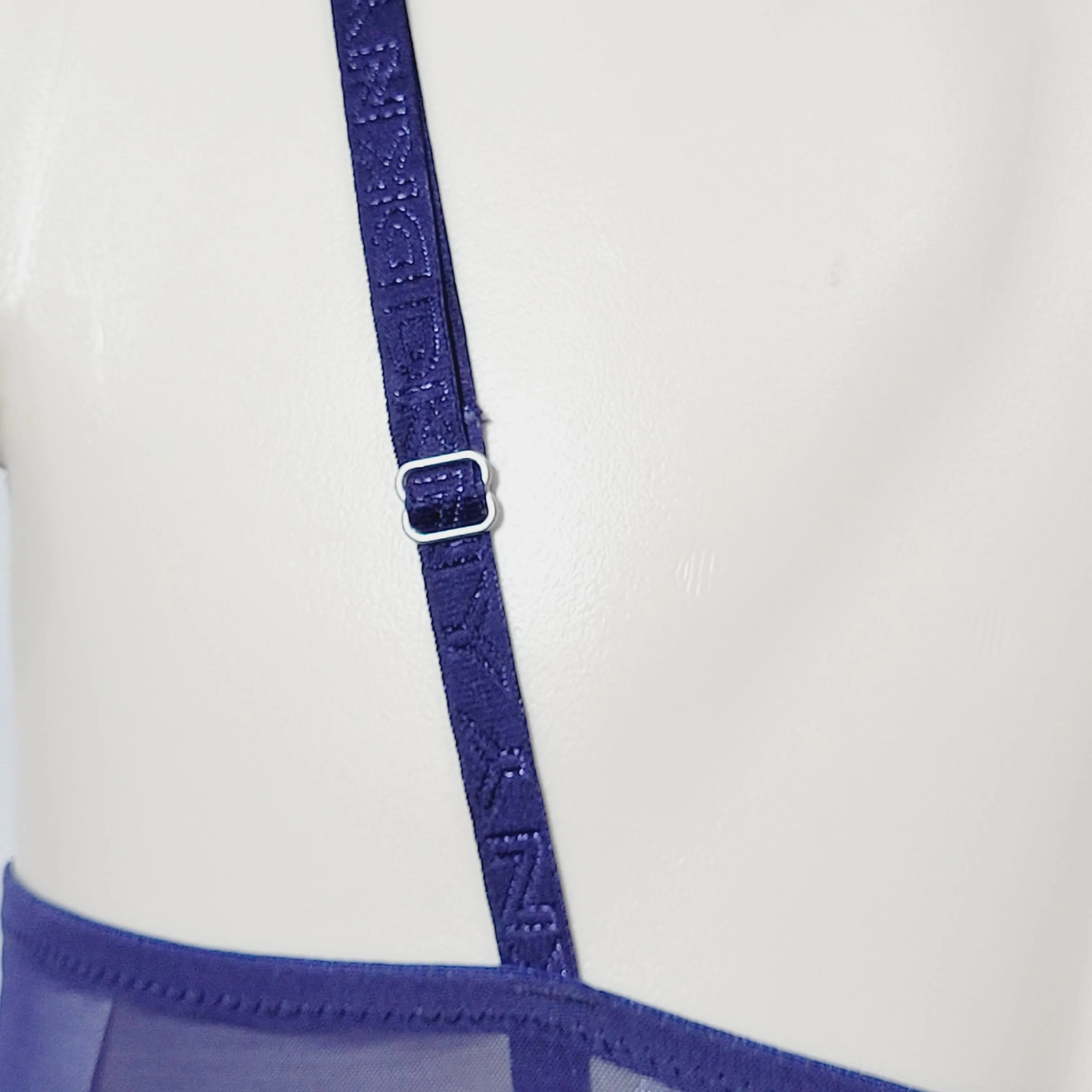 DKNY 453171 Mirage Molded Semi Sheer Lace Demi Bra 34A Navy Blue NWOT