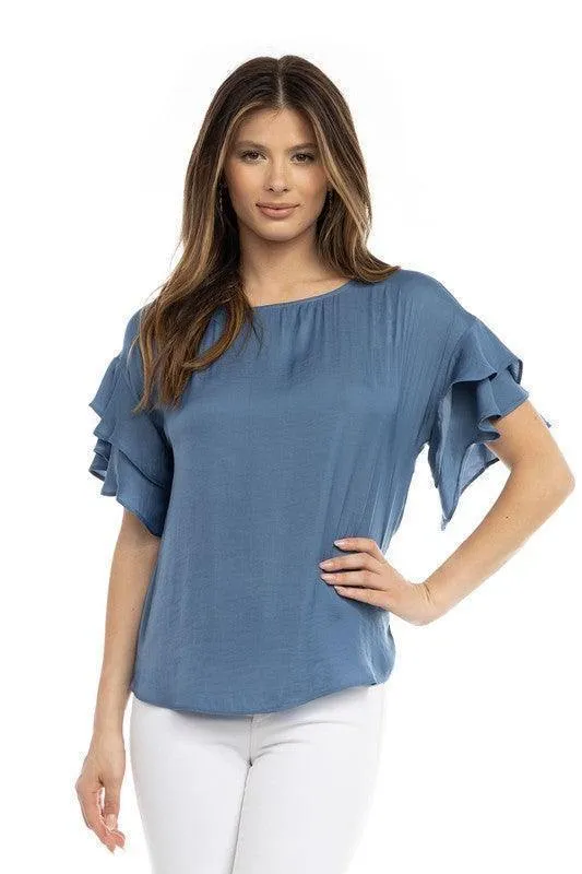 Double Ruffle Sleeve Top