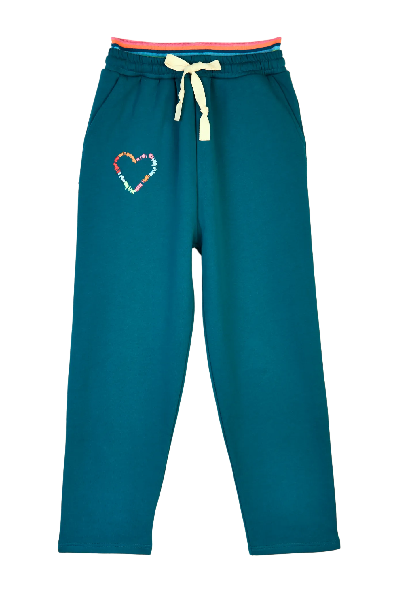 Double Waistband Jogger With Heart Embroidery