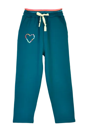 Double Waistband Jogger With Heart Embroidery