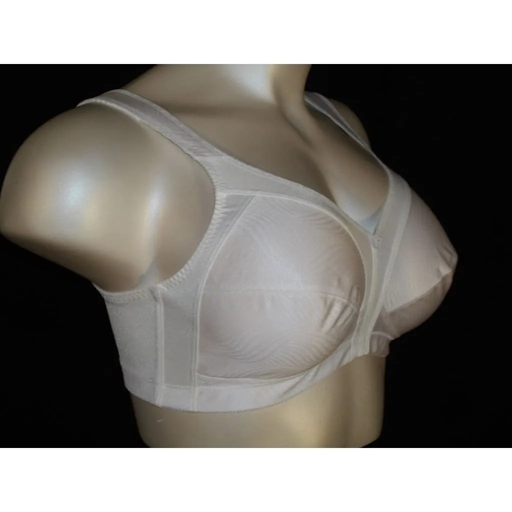 Exquisite Form 2558 Jacquard Satin Divided Cup Wire Free Bra 42C White NWOT