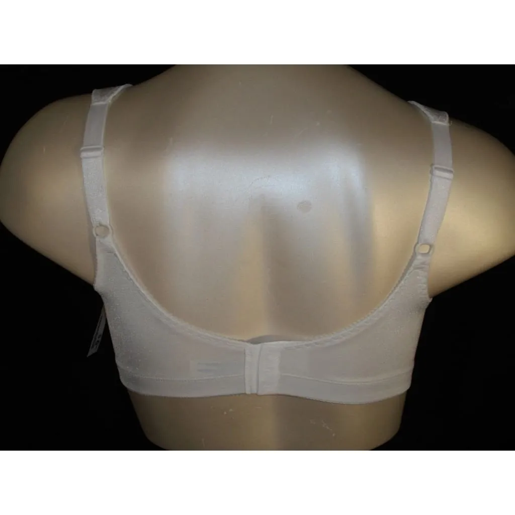 Exquisite Form 2558 Jacquard Satin Divided Cup Wire Free Bra 42C White NWOT