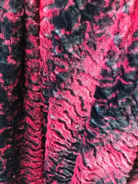 Fake Fur Animal Skin Faux Fur By The Yard 60" Width Black / Pink Fabric
