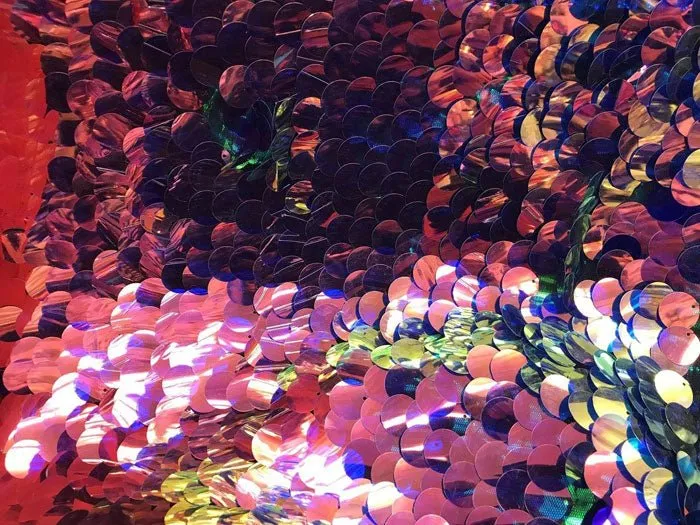 Fish Scale Circle Mermaid Fabric Sequin Iridescent Fabric