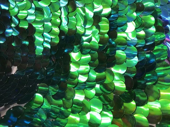 Fish Scale Circle Mermaid Fabric Sequin Iridescent Fabric
