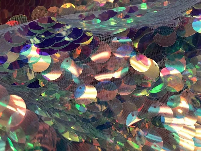 Fish Scale Circle Mermaid Fabric Sequin Iridescent Fabric