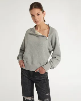 French Terry Funnel Neck Zip Sweatshirt - Heather Grey