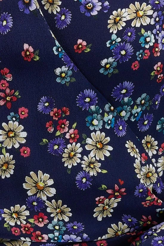 Grace Wrap Blouse In Navy Daisy