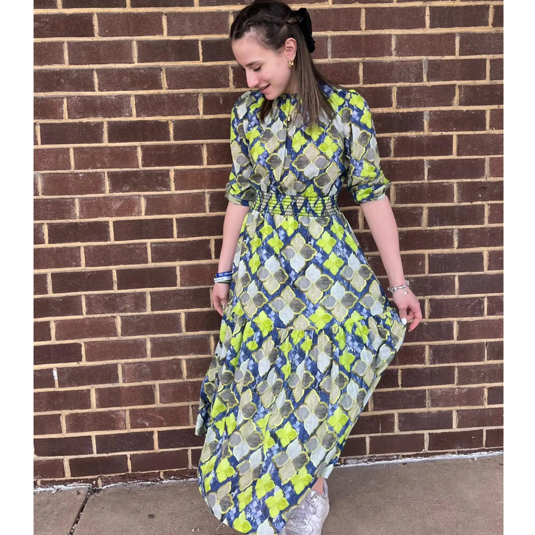 Green Clover Smocked Waist Dress