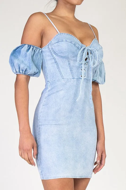 HALO DENIM CORSET DRESS