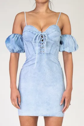 HALO DENIM CORSET DRESS