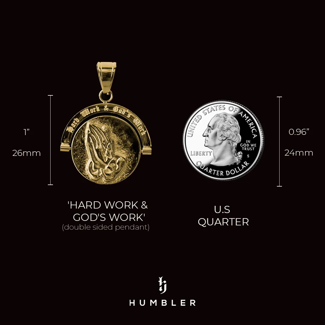 'Hard Work & God's Work' - Double Sided Pendant ( Silver )
