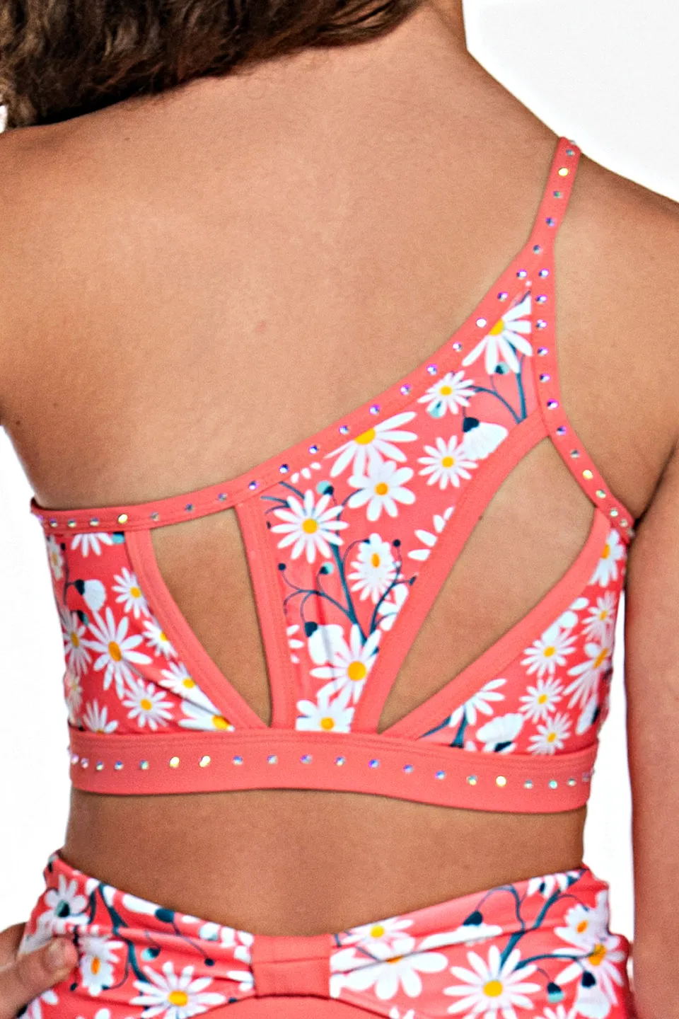 Harlow Sports Bra in Sweet Coral Daisy