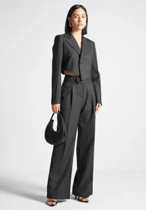 High Waisted Tailored Trousers - Grey