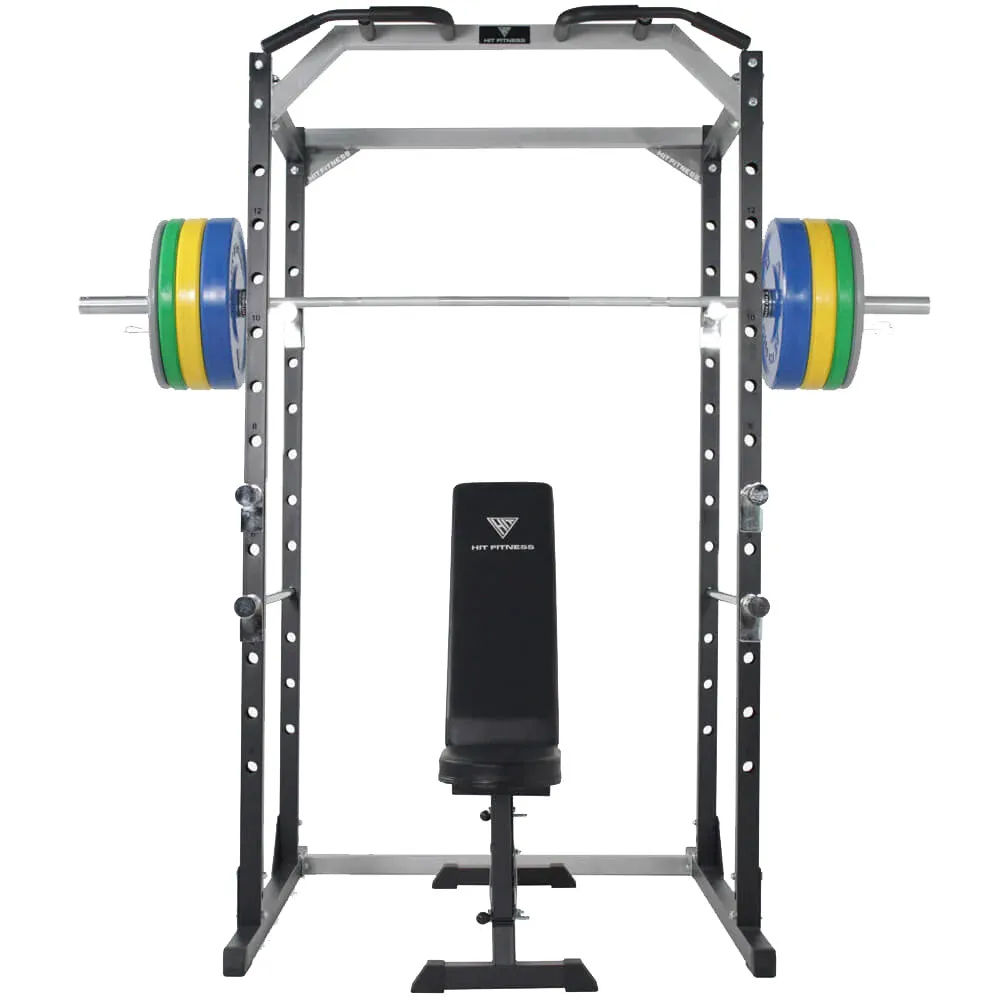 Hit Fitness Athletic Pack 120kg | Rack - Bench - Coloured Bumper Plates