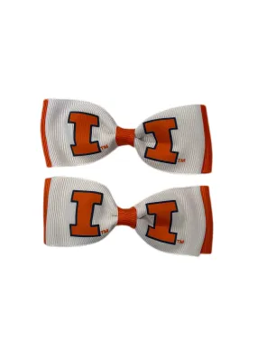 Illinois Fighting Illini Block I Bow Pair