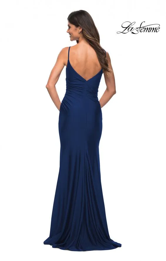 La Femme 30095 Diagonal Ruched Jersey With Slit