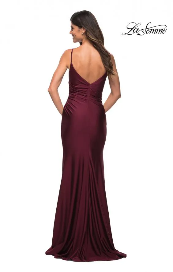 La Femme 30095 Diagonal Ruched Jersey With Slit