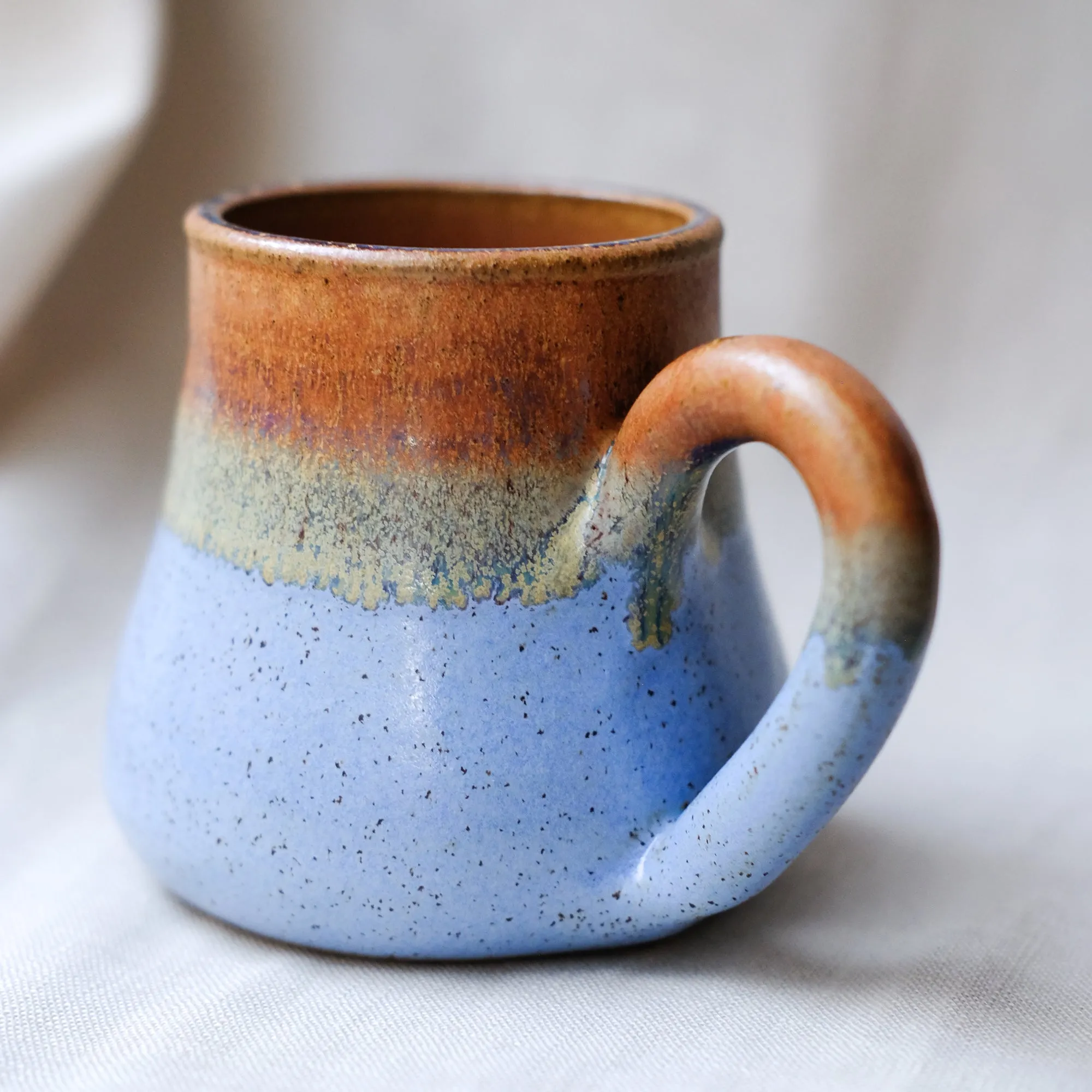 Light Blue and Brown Ceramic Mug