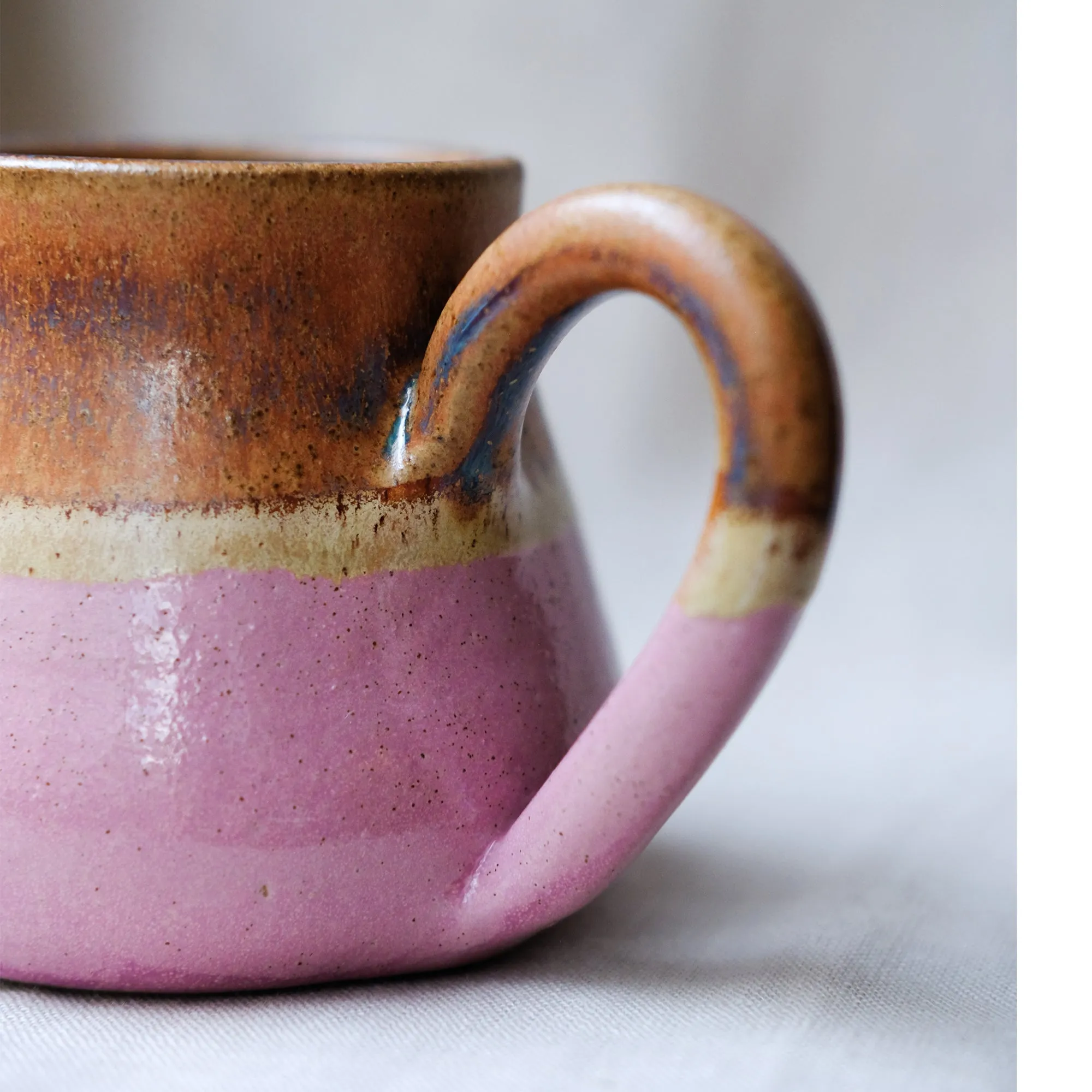 Light Pink and Brown Ceramic Mug