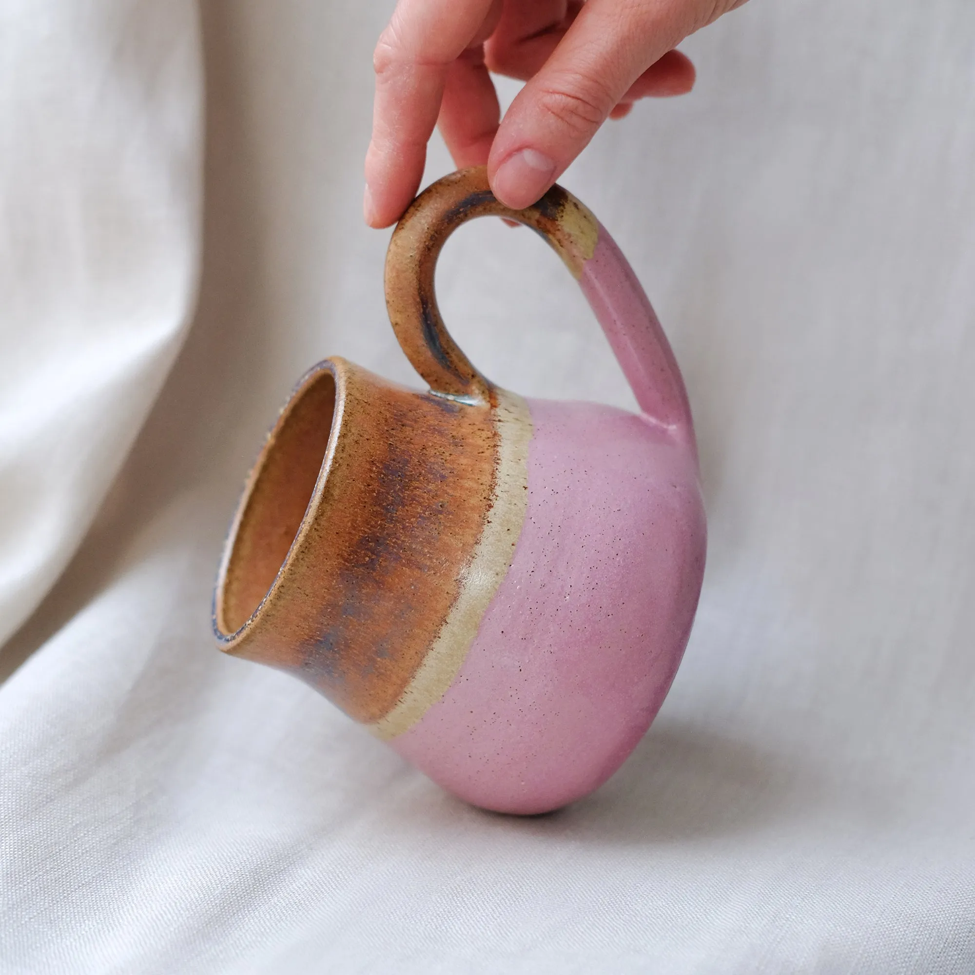 Light Pink and Brown Ceramic Mug