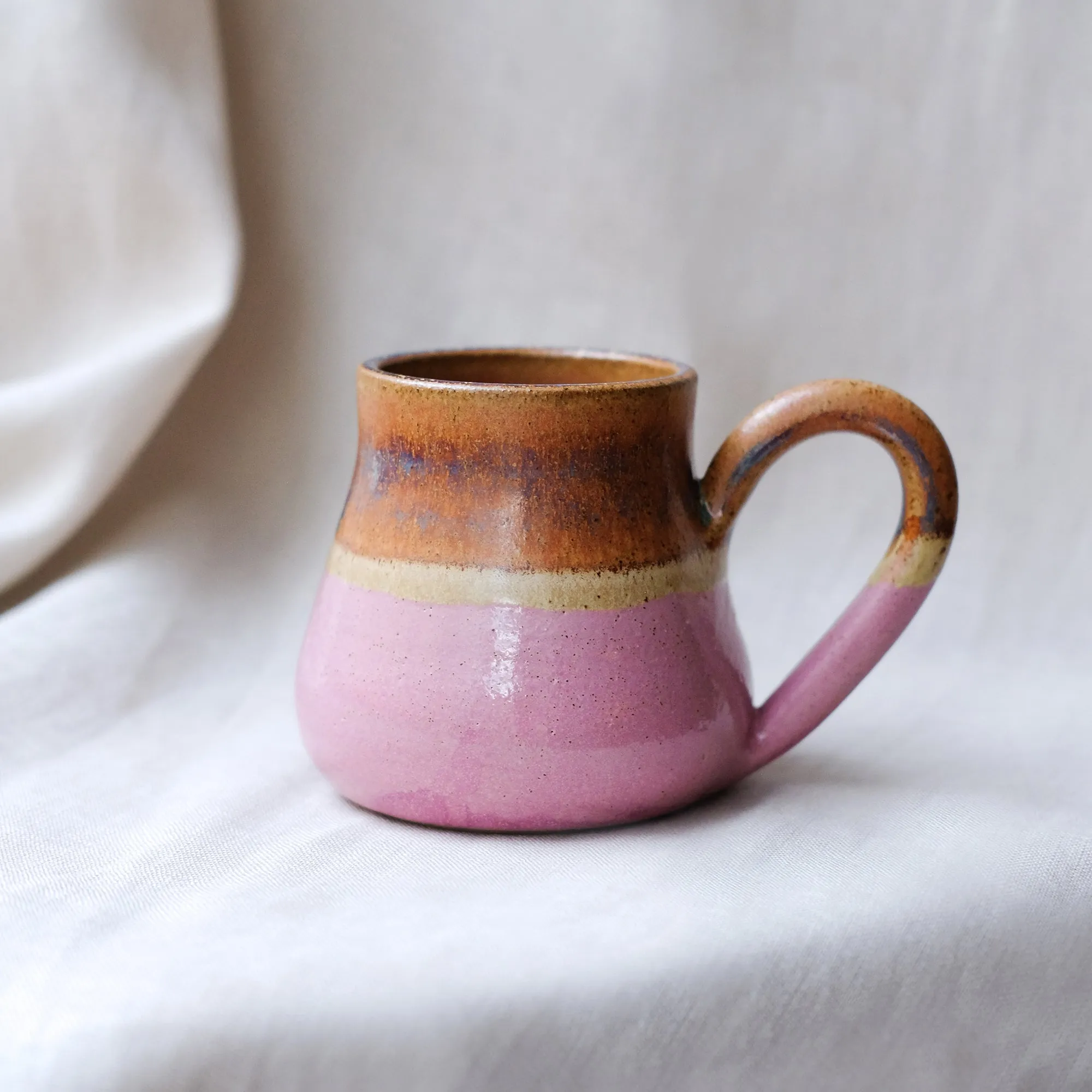 Light Pink and Brown Ceramic Mug