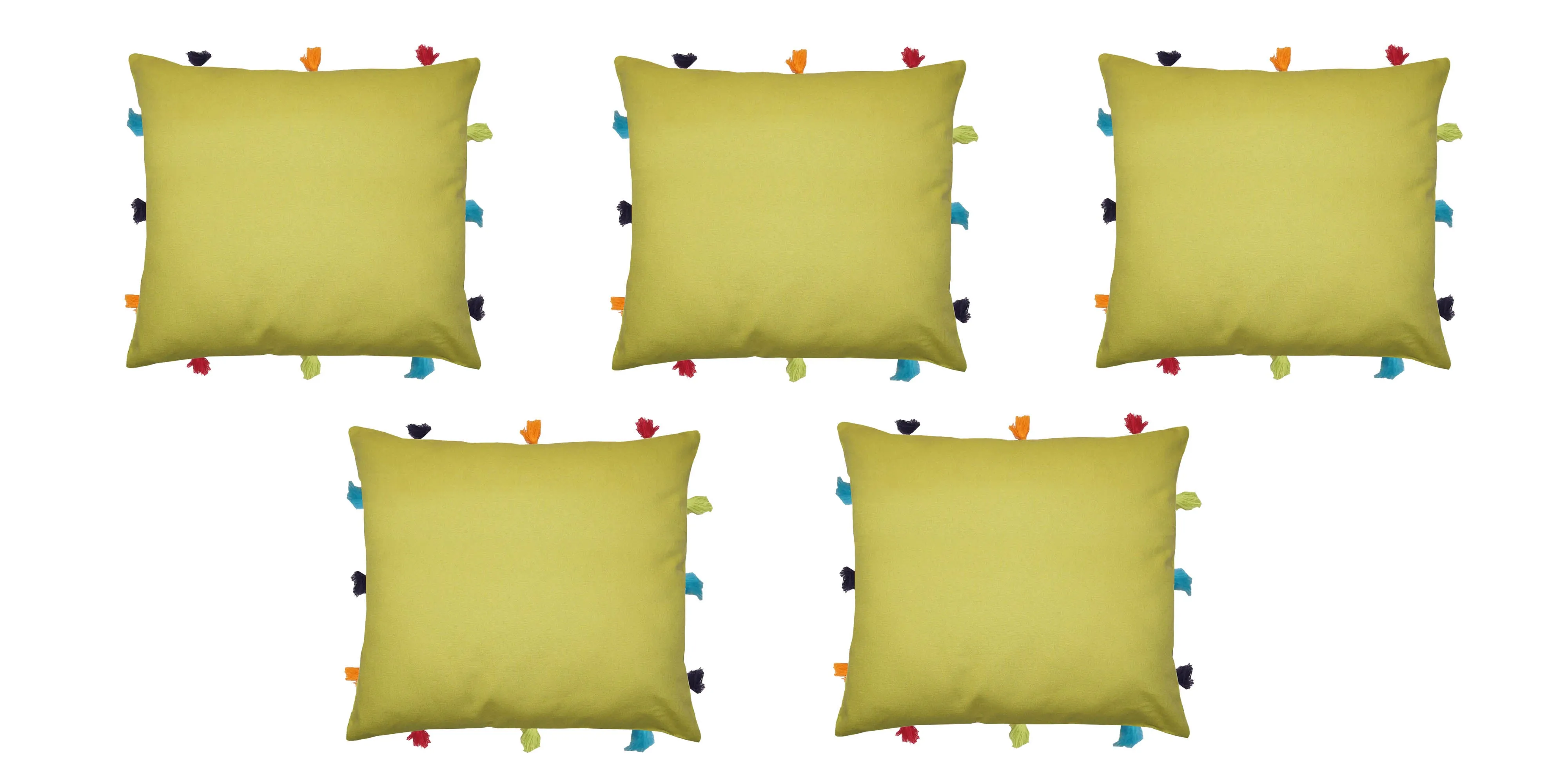 Lushomes cushion cover 12x12, boho cushion covers, sofa pillow cover, cushion covers with tassels, cushion cover with pom pom (12x12 Inches, Set of 1, Green)