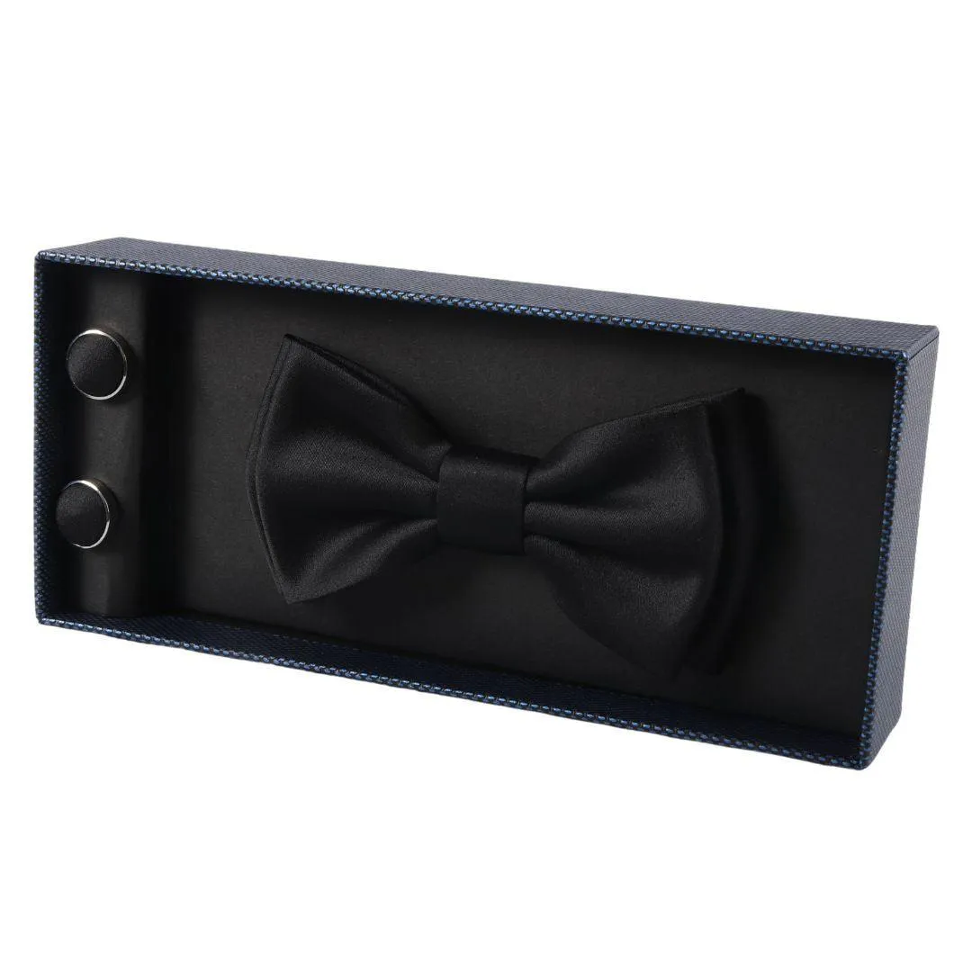 Men's Bow Tie Gift Set Pocket Square Cuff Links for Formal Wedding Dress