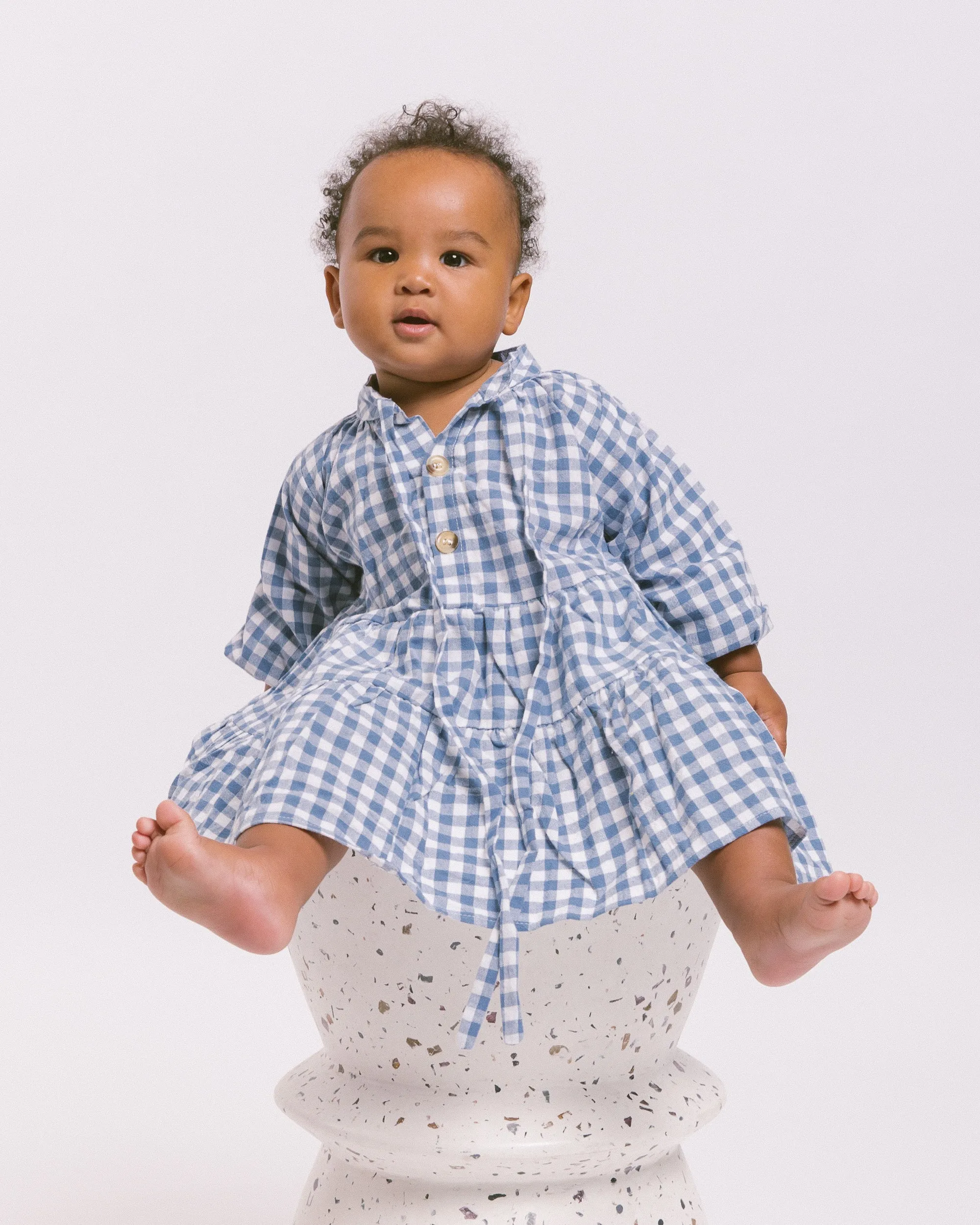 Mini Avalon Smock Dress | Blue Gingham