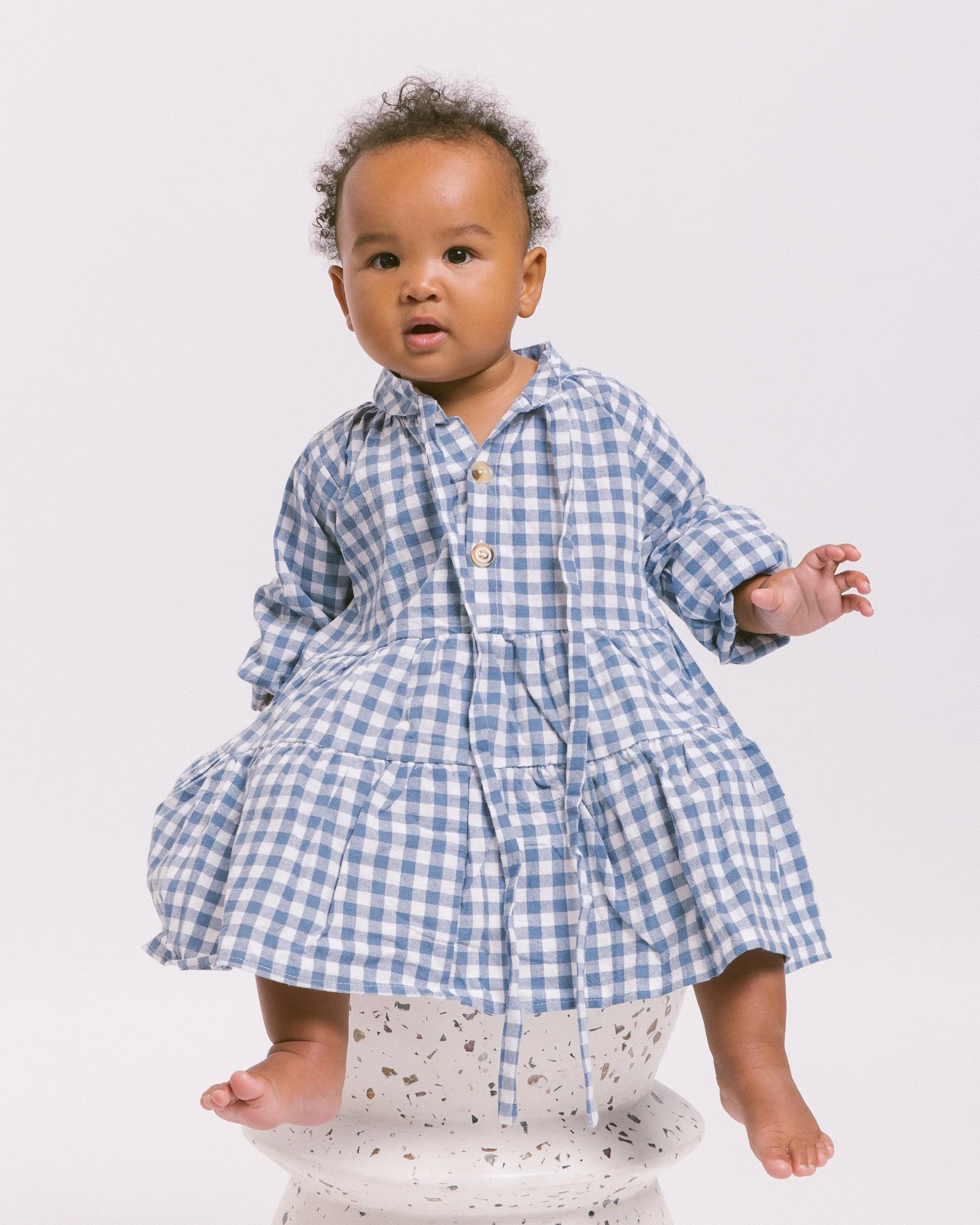 Mini Avalon Smock Dress | Blue Gingham