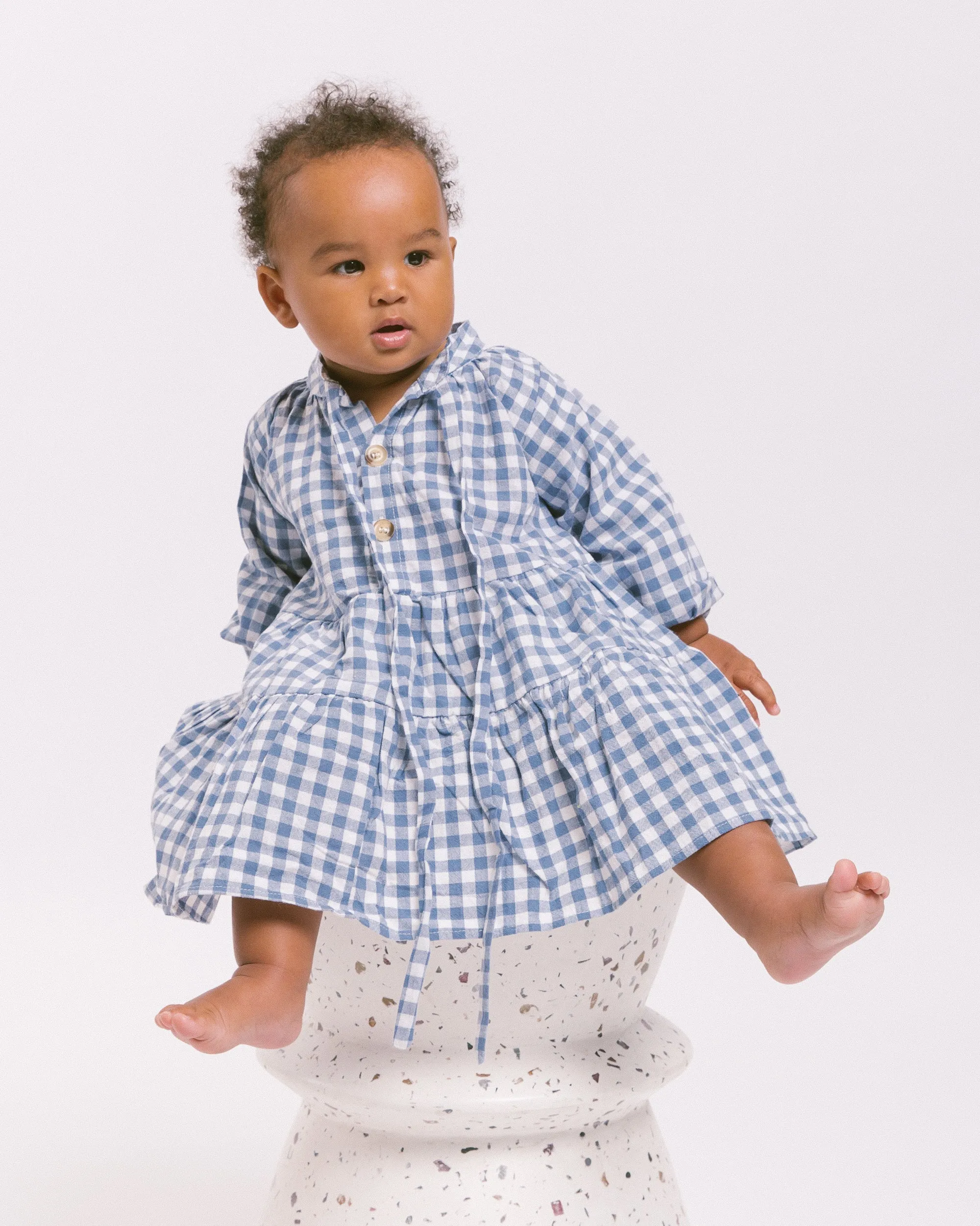 Mini Avalon Smock Dress | Blue Gingham