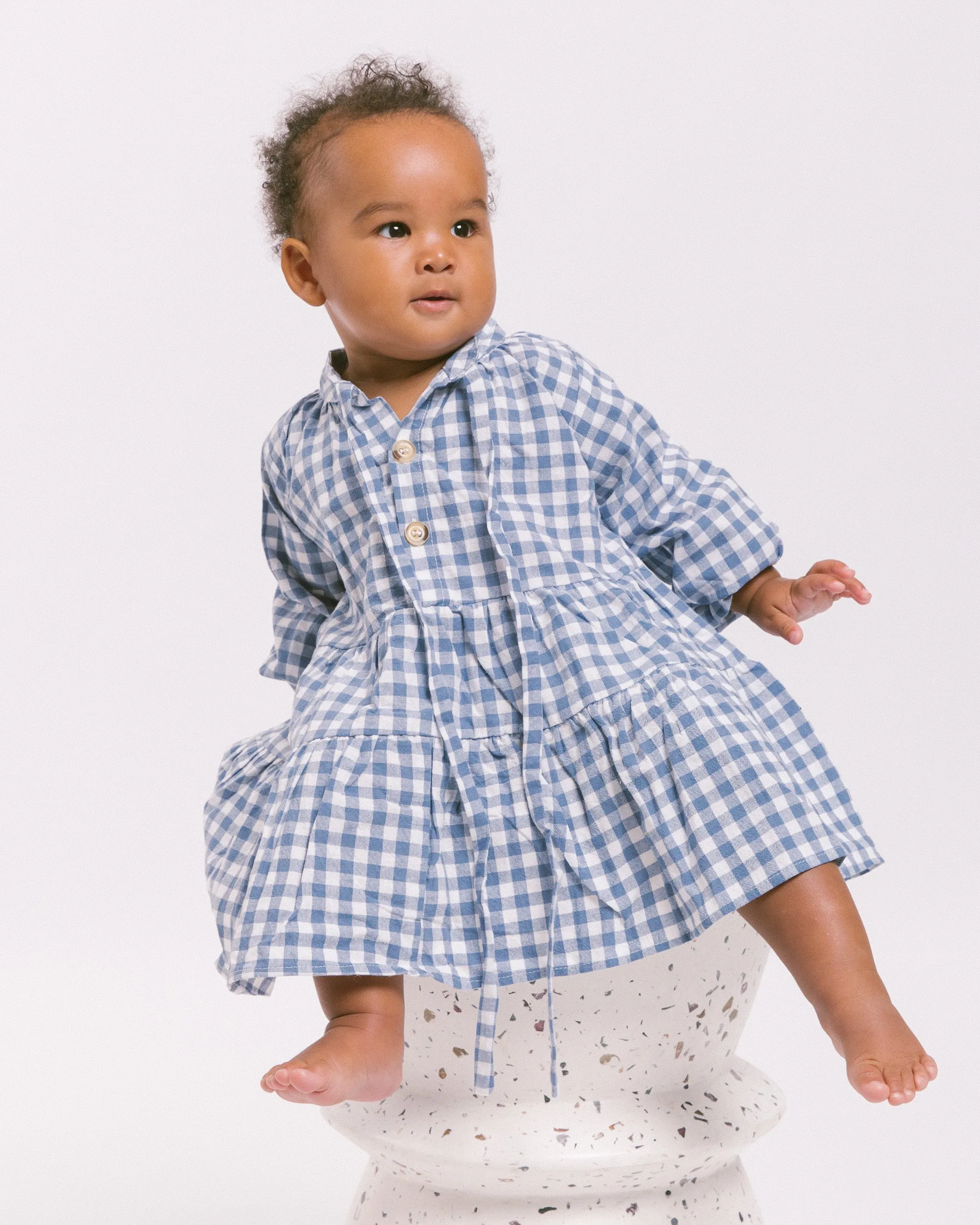 Mini Avalon Smock Dress | Blue Gingham