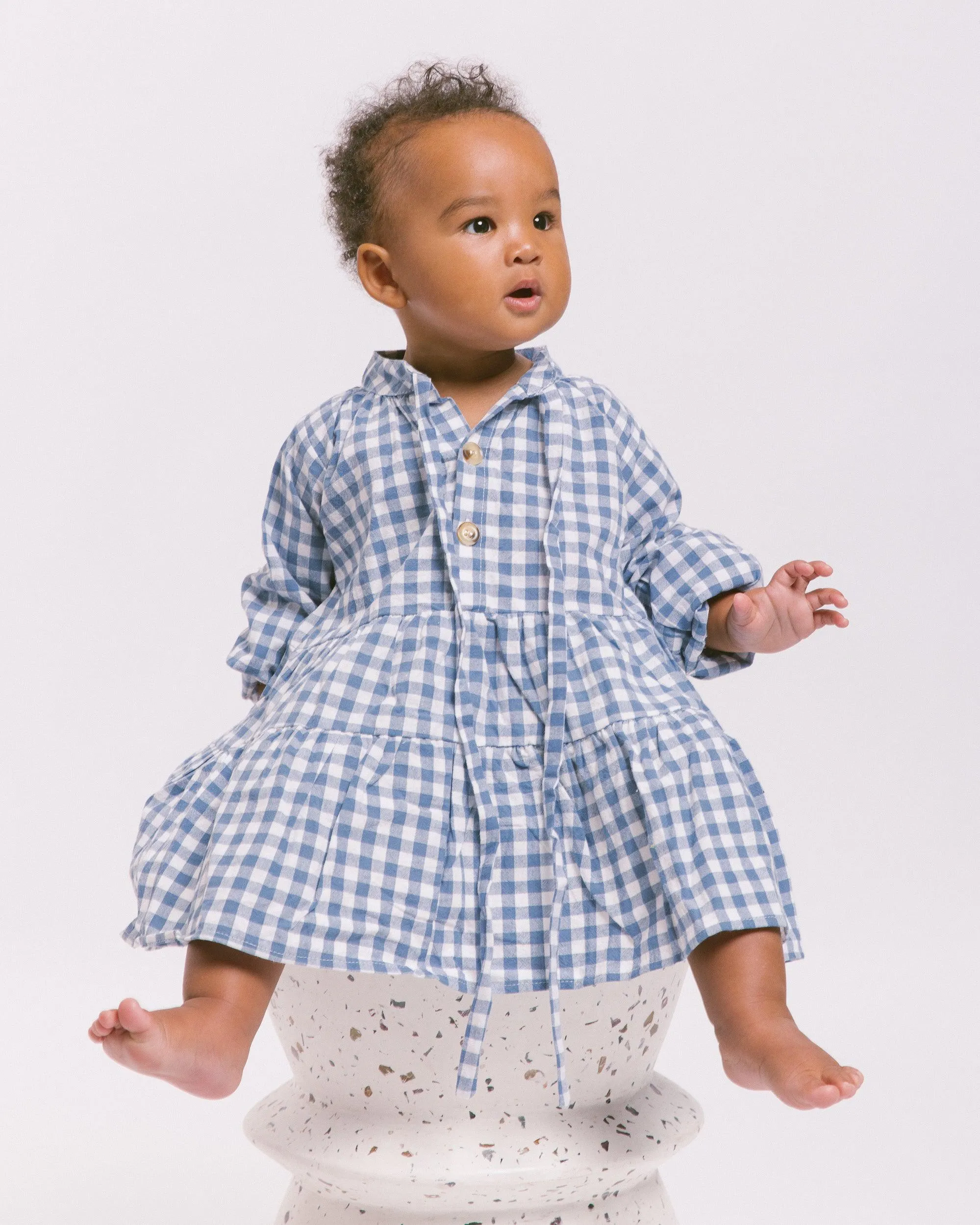 Mini Avalon Smock Dress | Blue Gingham