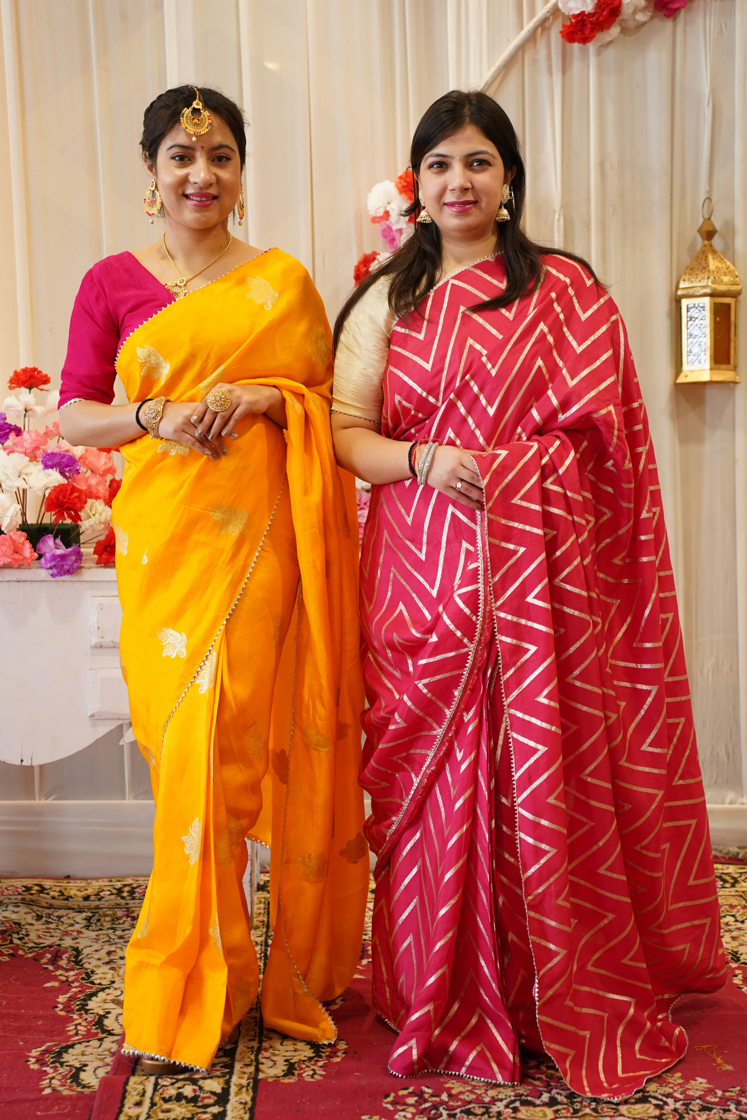 Mustard Gold Pre-Draped Silk Saree with Blouse